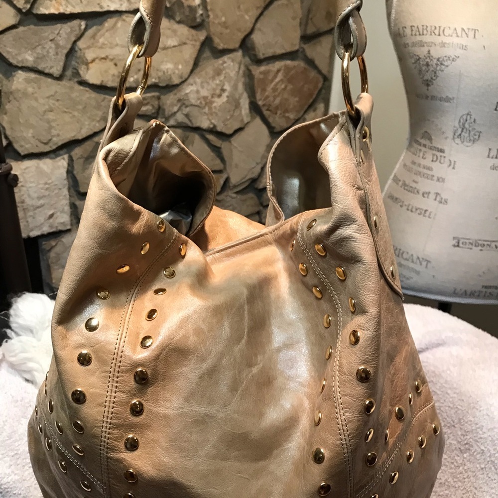 Bebe Brown with gold studs large hobo bag - Picture 2 of 7